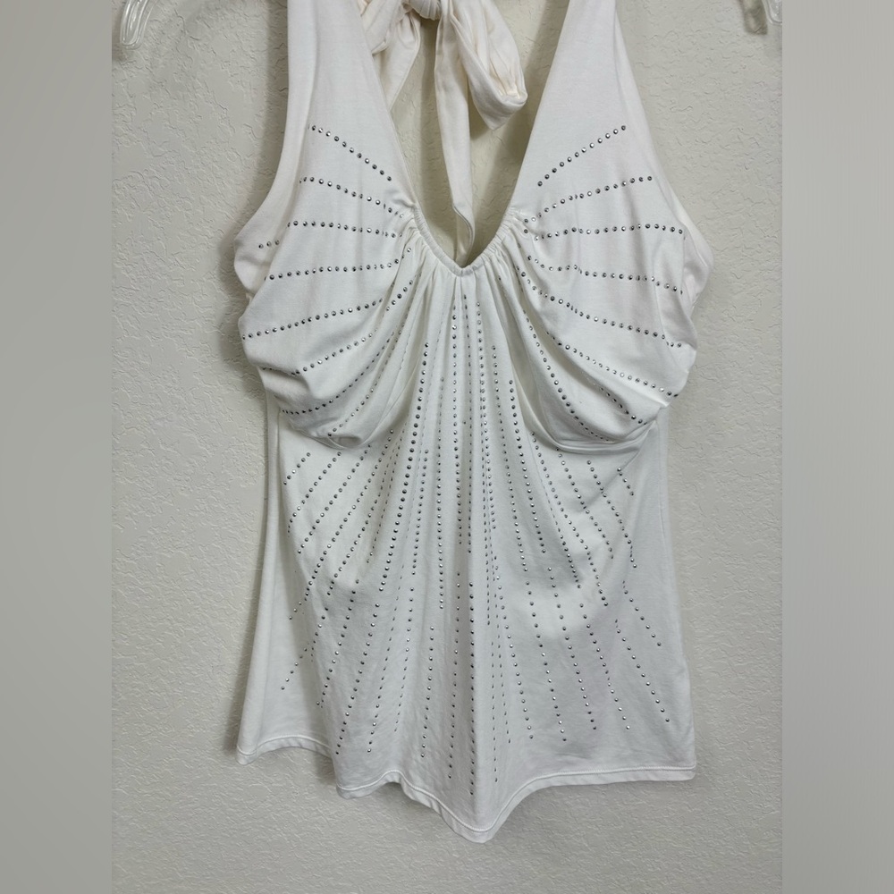 WHBM White Studded Halter Top Size XS